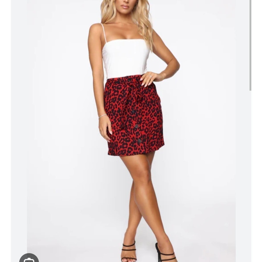 Fashion Nova Red Leopard Print Short Skirt Size 1X